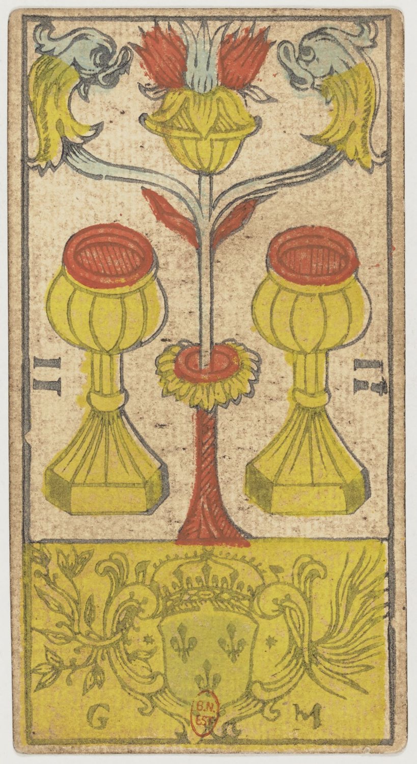 A woodblock printed Marseille tarot card